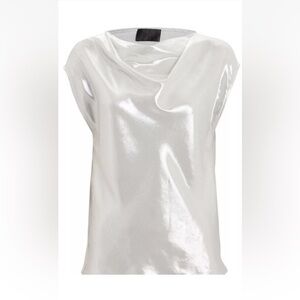 RtA Selma Silver Metallic Top Womens Cowl Neck Sleeveless Blouse, S